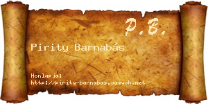 Pirity Barnabás névjegykártya